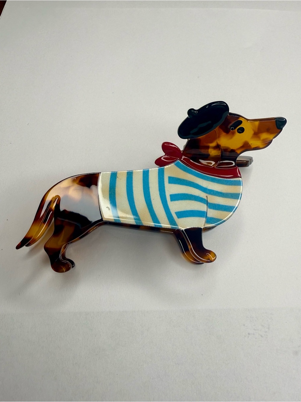 French Parisian Dog Lover Dachshund Hair Claw Clip Tortoiseshell Novelty NWOT - Picture 7 of 7